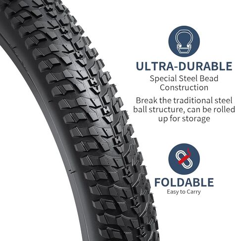 YUNSCM 2-PCS 24" إطارات الدراجة الجبلية 24x2.125/57-507 متوافقة مع الدراجة الجبلية 24 x 2.125 MTB، إطارات الدراجات على الطرق الوعرة (Y-1503) in Saudi Arabia