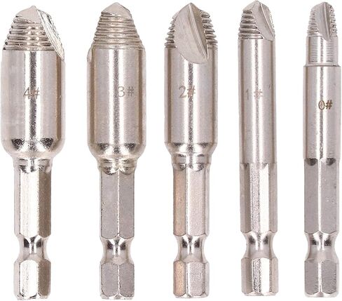 مجموعة 5 قطع من البراغي الفولاذية عالية السرعة مع ساق سداسية لإزالة المسامير والمسامير المكسورة في إصلاحات السيارات والمنزل بنفسك in Kuwait