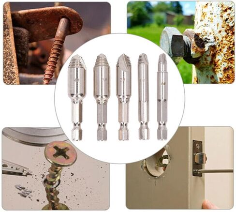 مجموعة 5 قطع من البراغي الفولاذية عالية السرعة مع ساق سداسية لإزالة المسامير والمسامير المكسورة في إصلاحات السيارات والمنزل بنفسك in Kuwait