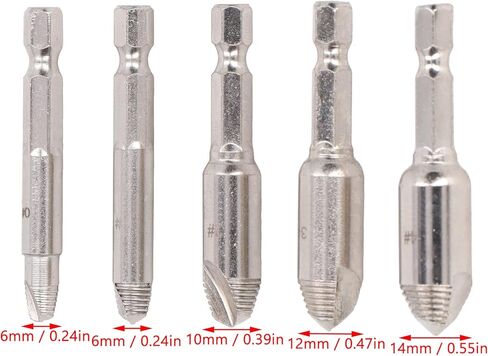 مجموعة 5 قطع من البراغي الفولاذية عالية السرعة مع ساق سداسية لإزالة المسامير والمسامير المكسورة في إصلاحات السيارات والمنزل بنفسك in Kuwait