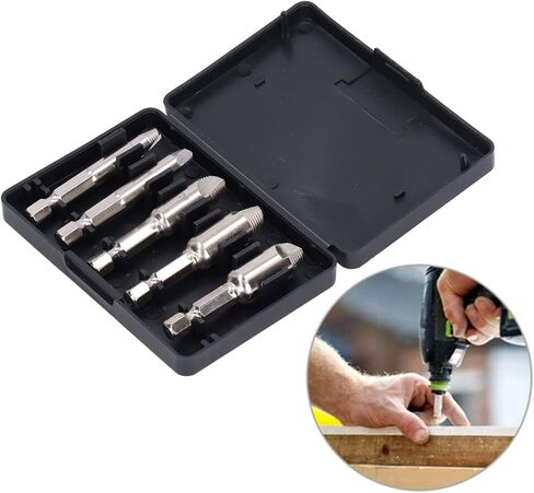 مجموعة 5 قطع من البراغي الفولاذية عالية السرعة مع ساق سداسية لإزالة المسامير والمسامير المكسورة في إصلاحات السيارات والمنزل بنفسك in Kuwait