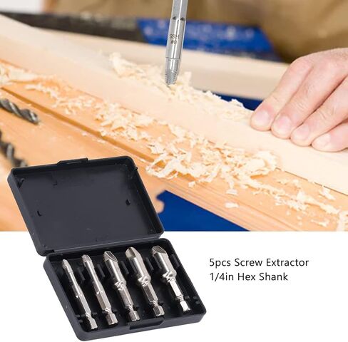 مجموعة 5 قطع من البراغي الفولاذية عالية السرعة مع ساق سداسية لإزالة المسامير والمسامير المكسورة في إصلاحات السيارات والمنزل بنفسك in Kuwait