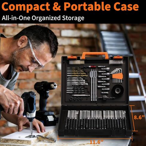 مجموعة لقم مثقاب مكونة من 350 قطعة لإصلاح المنزل وتجميع الأثاث، مجموعة لقم مفك الصدمات مع لقم أمان ومآخذ ومفاتيح سداسية ومناشير ثقب - ENERTWIST in Kuwait