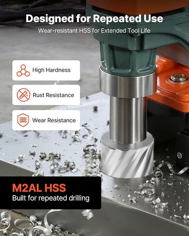 مجموعة القطع الحلقية VEVOR، 8 قطع Weldon Shank Mag Drill Bit Kit، عمق القطع 2 بوصة، قطر القطع 7/8 بوصة إلى 2 بوصة، HSS، 6 لقم ثقب مع 2 دبابيس طيار، علبة بلاستيكية، للمثاقب المغناطيسية، الفولاذ، الألومنيوم in Saudi Arabia