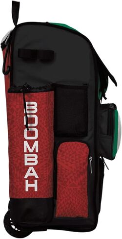 حقيبة Boombah Rolling Superpack 2.0 للبيسبول/الكرة اللينة - 23-1/2" x 13-1/2" x 9-1/2" - المكسيك كيلي أخضر/أحمر/أبيض - مقبض تلسكوبي - يحمل 4 مضارب - إصدار بعجلات in Saudi Arabia
