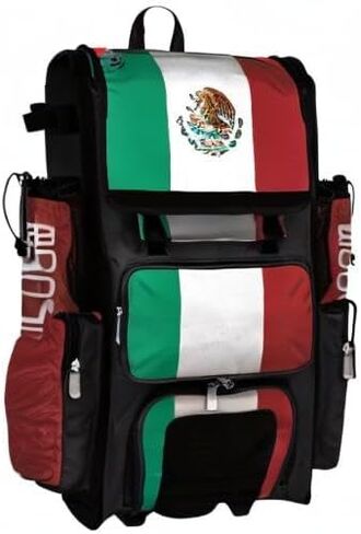 حقيبة Boombah Rolling Superpack 2.0 للبيسبول/الكرة اللينة - 23-1/2" x 13-1/2" x 9-1/2" - المكسيك كيلي أخضر/أحمر/أبيض - مقبض تلسكوبي - يحمل 4 مضارب - إصدار بعجلات in Saudi Arabia
