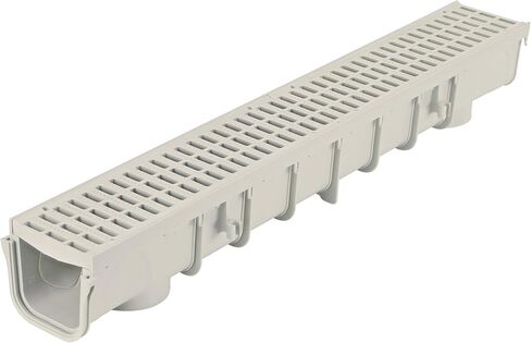 NDS 5" Pro Series Deep Profile Channel Drain Kit With HDPE Plastic Grates and End Caps, Trench & Channel Drainage For Driveway, Patio, Pool Deck, Courtyard, 5.5" x 39.4", Gray in Saudi Arabia