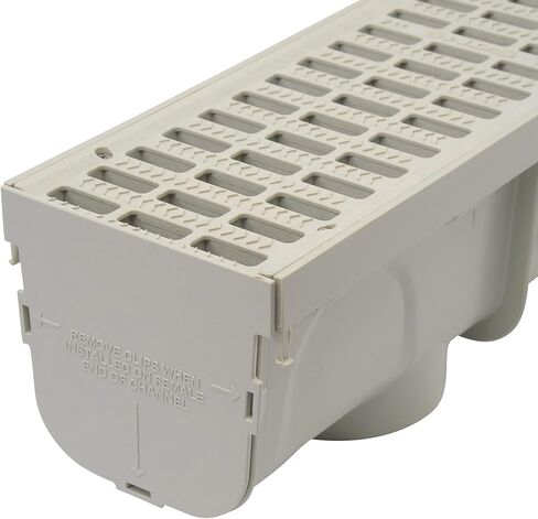 NDS 5" Pro Series Deep Profile Channel Drain Kit With HDPE Plastic Grates and End Caps, Trench & Channel Drainage For Driveway, Patio, Pool Deck, Courtyard, 5.5" x 39.4", Gray in Saudi Arabia