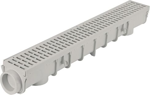NDS 5" Pro Series Deep Profile Channel Drain Kit With HDPE Plastic Grates and End Caps, Trench & Channel Drainage For Driveway, Patio, Pool Deck, Courtyard, 5.5" x 39.4", Gray in Saudi Arabia