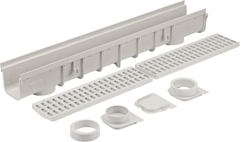 NDS 5" Pro Series Deep Profile Channel Drain Kit With HDPE Plastic Grates and End Caps, Trench & Channel Drainage For Driveway, Patio, Pool Deck, Courtyard, 5.5" x 39.4", Gray in Saudi Arabia
