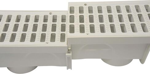NDS 5" Pro Series Deep Profile Channel Drain Kit With HDPE Plastic Grates and End Caps, Trench & Channel Drainage For Driveway, Patio, Pool Deck, Courtyard, 5.5" x 39.4", Gray in Saudi Arabia