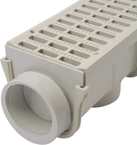 NDS 5" Pro Series Deep Profile Channel Drain Kit With HDPE Plastic Grates and End Caps, Trench & Channel Drainage For Driveway, Patio, Pool Deck, Courtyard, 5.5" x 39.4", Gray in Saudi Arabia