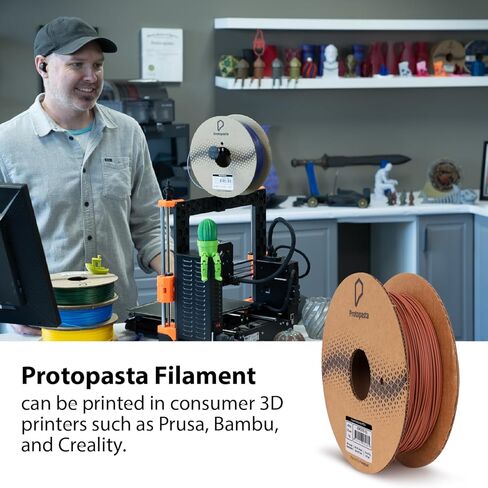 Protopasta Copper Filled PLA 3D Printer Filament | ProtoPlant Metal-Filled PLA Plastic Printer Filament with 60% Copper | Polish and Patina Friendly Metal Composite Filament | 1kg Metallic Spool in Saudi Arabia