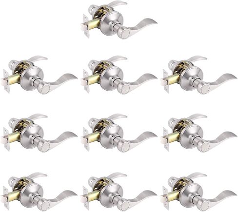 Gobrico 6 Pack Wave Passage Interior Door Lever Handles, Matte Black Hallway/Closet Knob Without Locking for Right/Left Handed Door in Saudi Arabia