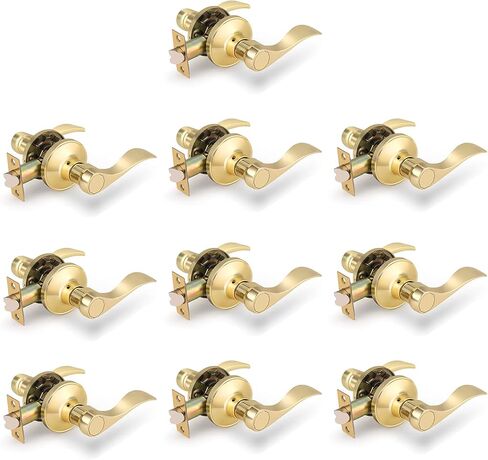 Gobrico 6 Pack Wave Passage Interior Door Lever Handles, Matte Black Hallway/Closet Knob Without Locking for Right/Left Handed Door in Saudi Arabia