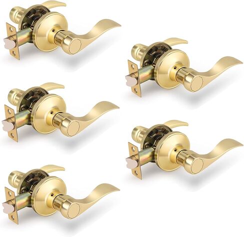 Gobrico 6 Pack Wave Passage Interior Door Lever Handles, Matte Black Hallway/Closet Knob Without Locking for Right/Left Handed Door in Saudi Arabia