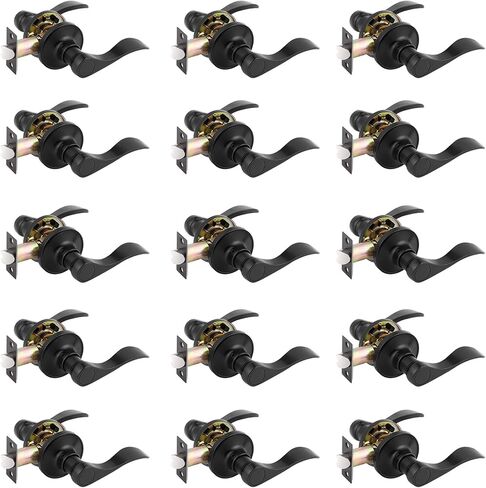 Gobrico 6 Pack Wave Passage Interior Door Lever Handles, Matte Black Hallway/Closet Knob Without Locking for Right/Left Handed Door in Saudi Arabia