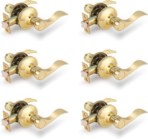 Gobrico 6 Pack Wave Passage Interior Door Lever Handles, Matte Black Hallway/Closet Knob Without Locking for Right/Left Handed Door in Saudi Arabia