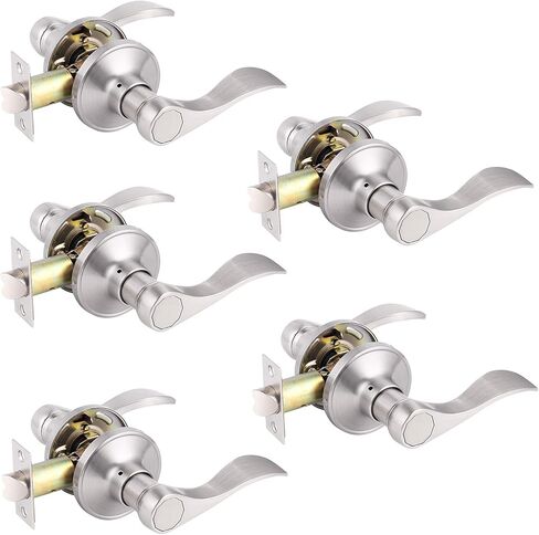 Gobrico 6 Pack Wave Passage Interior Door Lever Handles, Matte Black Hallway/Closet Knob Without Locking for Right/Left Handed Door in Saudi Arabia
