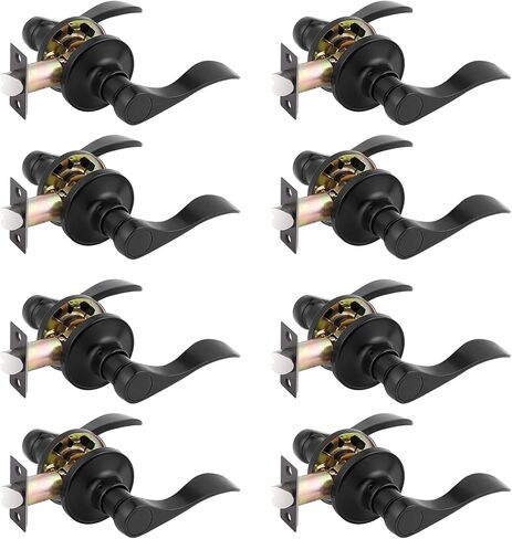 Gobrico 6 Pack Wave Passage Interior Door Lever Handles, Matte Black Hallway/Closet Knob Without Locking for Right/Left Handed Door in Saudi Arabia