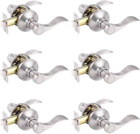 Gobrico 6 Pack Wave Passage Interior Door Lever Handles, Matte Black Hallway/Closet Knob Without Locking for Right/Left Handed Door in Saudi Arabia