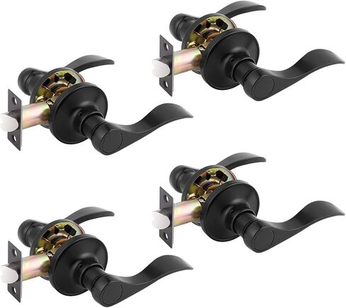 Gobrico 6 Pack Wave Passage Interior Door Lever Handles, Matte Black Hallway/Closet Knob Without Locking for Right/Left Handed Door in Saudi Arabia