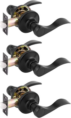 Gobrico 6 Pack Wave Passage Interior Door Lever Handles, Matte Black Hallway/Closet Knob Without Locking for Right/Left Handed Door in Saudi Arabia