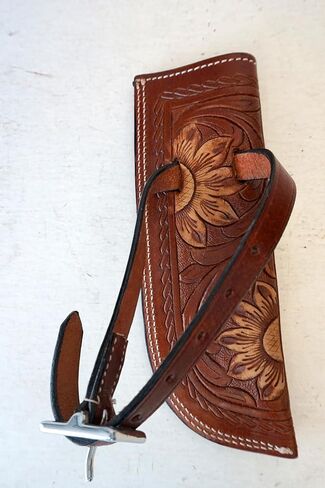 Sunflower Tooled Brushed Oil Leather Flag Carrier in Saudi Arabia