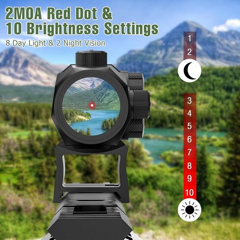 Motion Awake Red Dot Sight 1x20mm 2 MOA Red Dot Optics 10 مستويات سطوع بندقية نطاق شبكاني مع جهاز رفع الشاهد المشارك ومنخفض المظهر، يناسب حامل السكك الحديدية 20 مم، IPX7 مقاوم للماء، 1000 جرام مقاوم للصدمات in Kuwait