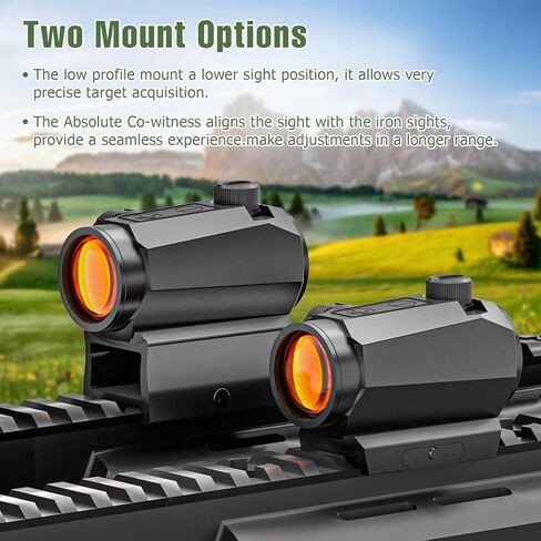 Motion Awake Red Dot Sight 1x20mm 2 MOA Red Dot Optics 10 مستويات سطوع بندقية نطاق شبكاني مع جهاز رفع الشاهد المشارك ومنخفض المظهر، يناسب حامل السكك الحديدية 20 مم، IPX7 مقاوم للماء، 1000 جرام مقاوم للصدمات in Kuwait