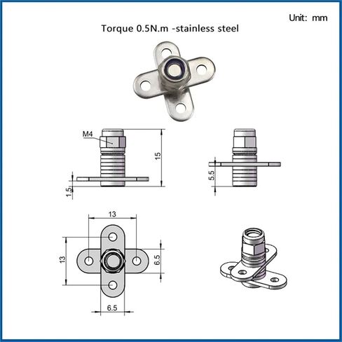 0.5-1.0N.m Adjustable Torque Joint Cross Damping Shaft Square Hinge Stainless Steel 1Pcs in Saudi Arabia