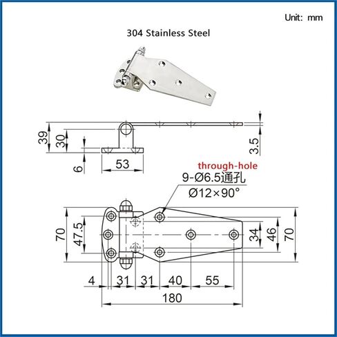 Convex Door Hinge Commercial Kitchen Industrial Equipment Oven Heavy-Duty 7-Inch 304 Stainless Steel 1Pcs in Saudi Arabia