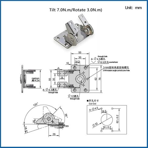 Dual Axis Torque Rotation 360 ° Stainless Steel and Arbitrary Stop Damping Shaft Hinge 1Pcs in Saudi Arabia