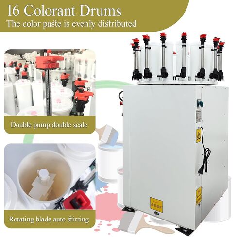 خلاط شاكر طلاء أوتوماتيكي وموزع تلوين يدوي من TECHTONGDA، آلة خلط ألوان تلوين الطلاء 2 في 1، 16 علبة، حجم الخلط 0.5 لتر - 20 لتر، شاكر حبر أوتوماتيكي 110 فولت in Kuwait