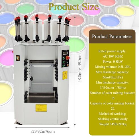 خلاط شاكر طلاء أوتوماتيكي وموزع تلوين يدوي من TECHTONGDA، آلة خلط ألوان تلوين الطلاء 2 في 1، 16 علبة، حجم الخلط 0.5 لتر - 20 لتر، شاكر حبر أوتوماتيكي 110 فولت in Kuwait