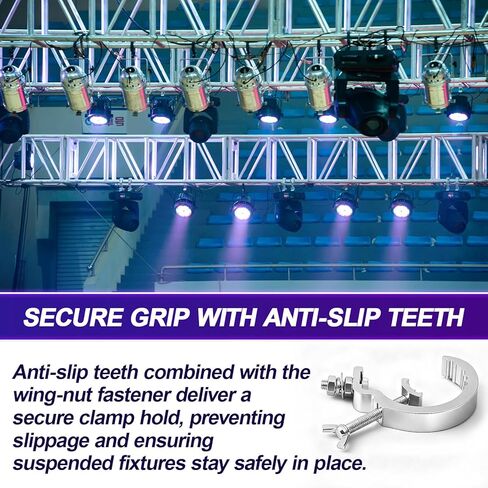 10 عبوات من خطافات المشبك الخفيفة للمسرح مناسبة لأنابيب أنبوبية 30-50 مم، سعة تحميل 55 رطل من سبائك الألومنيوم مشابك مضادة للإصابات، ملحقات المعدات الثقيلة لتركيب عمود الرأس المتحرك لبقعة DJ in Kuwait