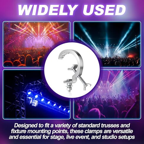 10 عبوات من خطافات المشبك الخفيفة للمسرح مناسبة لأنابيب أنبوبية 30-50 مم، سعة تحميل 55 رطل من سبائك الألومنيوم مشابك مضادة للإصابات، ملحقات المعدات الثقيلة لتركيب عمود الرأس المتحرك لبقعة DJ in Kuwait