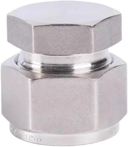 غطاء طرفي 1/16 بوصة - 1 بوصة 3-25 مم أنبوب OD ضغط Union SUS316L 304 وصلة تركيب أنابيب من الفولاذ المقاوم للصدأ موصل متري قفل صامولة UNF (2000 PSI SS304، 20MM_METRIC NUT) in Kuwait