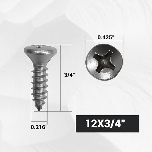 براغي ذاتية اللصق #12 × 3/4 بوصة (50 حزمة)، 410 براغي خشبية برأس بيضاوي من الفولاذ المقاوم للصدأ، براغي معدنية مقاومة للتآكل للخشب والصفائح المعدنية والمشروعات اليدوية in Saudi Arabia