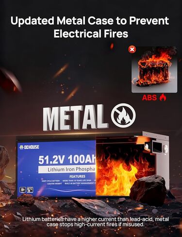 حافظة معدنية من DC HOUSE بقدرة 48 فولت 100 أمبير في الساعة، بطارية ليثيوم لعربة الجولف، بطارية 200 أمبير BMS Lifepo4 مع شاحن 48 فولت 18 أمبير، تطبيق بلوتوث للهاتف المحمول وشاشة LCD، تيار الذروة 700 أمبير in Kuwait