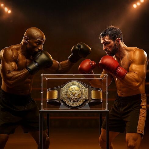 Championship Belt Display Case, 24"x16"x16" Large Acrylic Box with 4mm Ultra-Thick Clear Panel,Includes Belt Stand for Wrestling or Boxing Titles in Saudi Arabia
