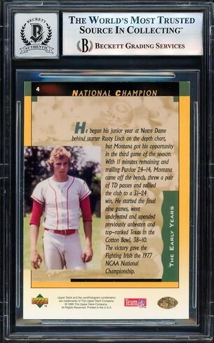 جو مونتانا موقعة 1995 U.p.p.e.r D.e.c.k بطاقة كرة القدم رقم 4 Auto Grade Gem Mint 10 Beckett BAS Stock #238914 in Saudi Arabia