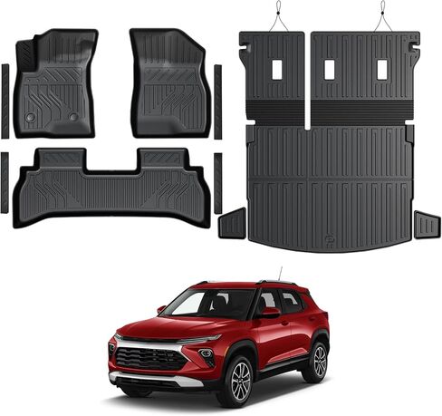 سجادات أرضية لسيارة Chevy Tahoe/GMC Yukon 2021-2026، سجادات أرضية مناسبة لجميع الأحوال الجوية، بطانة لصندوق السيارة مع واقيات مسند الظهر وملحقات واقيات عتبات الأبواب، مجموعة تغطية كاملة (تناسب 7 مقاعد) in Kuwait