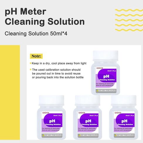 Cleaning Solution 50ml*4 for pH Meter Electrode,TDS EC Probe Cleaning Cleanser,Electrode Cleaning Solution in Kuwait