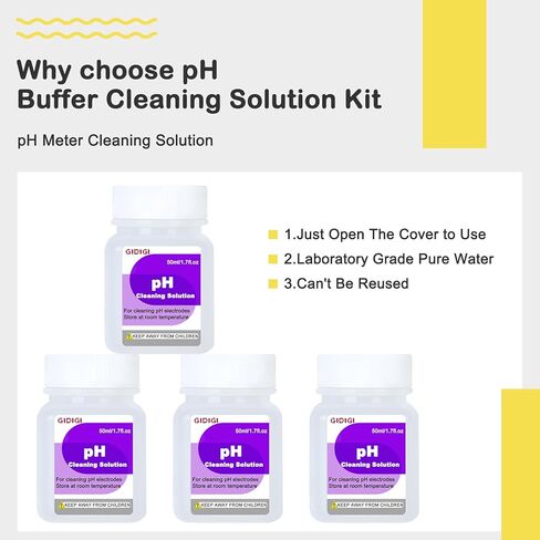 Cleaning Solution 50ml*4 for pH Meter Electrode,TDS EC Probe Cleaning Cleanser,Electrode Cleaning Solution in Kuwait