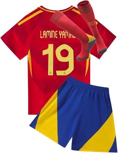 Soccer Jersey Boys, 2024/2025 Barca Home Lamine Yamal #19 Soccer Jersey with Short Set Youth Sizes in Kuwait