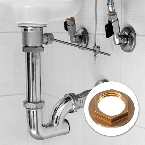 4 Pack Brass Lock Nuts Pipe Fitting, 1/2 Inch NPT Female Locks Nut Pipe Fitting with Flange Single Hole Faucet Lock Nut Female Hex Locknut with Silicone Washer for Water Gas Oil Applications in Saudi Arabia