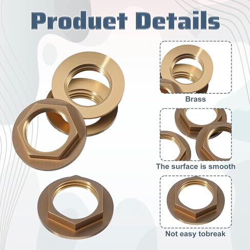 4 Pack Brass Lock Nuts Pipe Fitting, 1/2 Inch NPT Female Locks Nut Pipe Fitting with Flange Single Hole Faucet Lock Nut Female Hex Locknut with Silicone Washer for Water Gas Oil Applications in Saudi Arabia