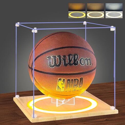 Soccer Display Case with Light,Full Size Acrylic Box with Removable Built-in Ball Display Stand, UV Protected Clear Case for Soccer Fans & Collectors, Sports Collectibles in Saudi Arabia
