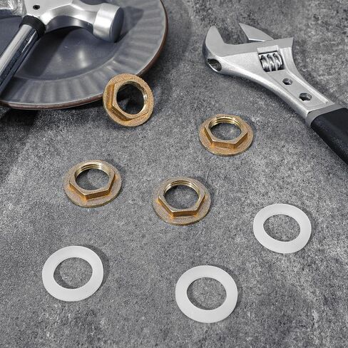 4 Pack Brass Lock Nuts Pipe Fitting, 1/2 Inch NPT Female Locks Nut Pipe Fitting with Flange Single Hole Faucet Lock Nut Female Hex Locknut with Silicone Washer for Water Gas Oil Applications in Saudi Arabia